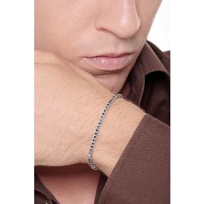 Pulsera Tennis Oro Blanco 18k con Diamantes Negros