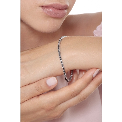 Pulsera Tennis Oro Blanco 18k con Diamantes Negros