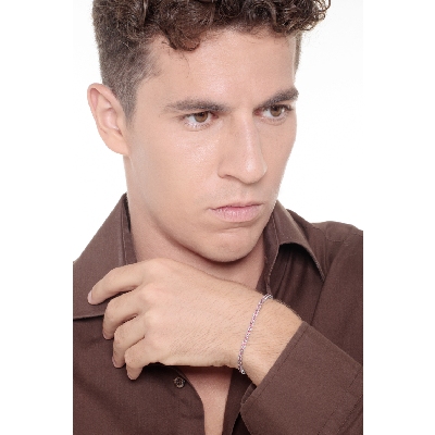 Pulsera Tennis Oro Blanco 18k con deslumbrantes Rubíes