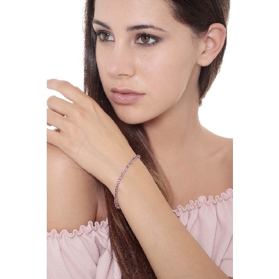 Pulsera Tennis Oro Blanco 18k con deslumbrantes Rubíes