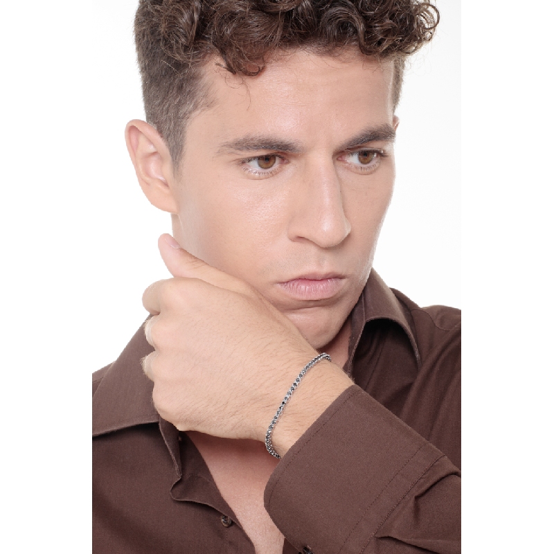 Pulsera Tennis en Oro Blanco 750 con Diamantes Negros