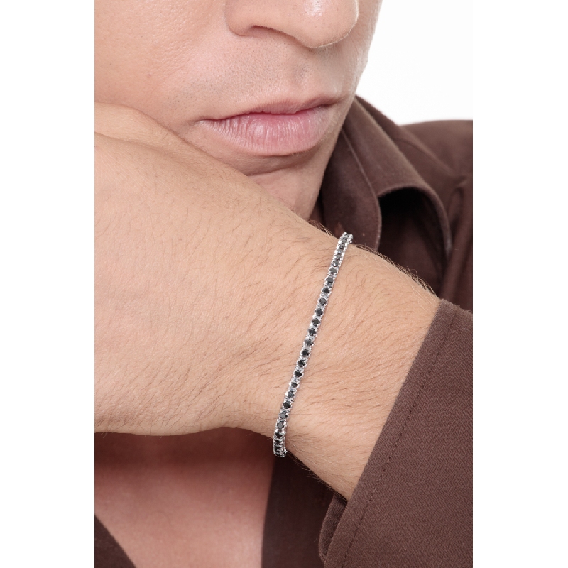Pulsera Tennis en Oro Blanco 750 con Diamantes Negros