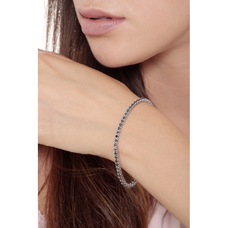 Pulsera Tennis en Oro Blanco 750 con Diamantes Negros