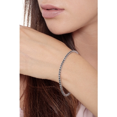 Pulsera Tennis en Oro Blanco 750 con Diamantes Negros