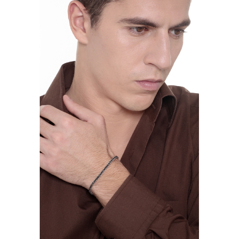 Pulsera Tennis con Diamantes Negros en Oro Blanco 18k 