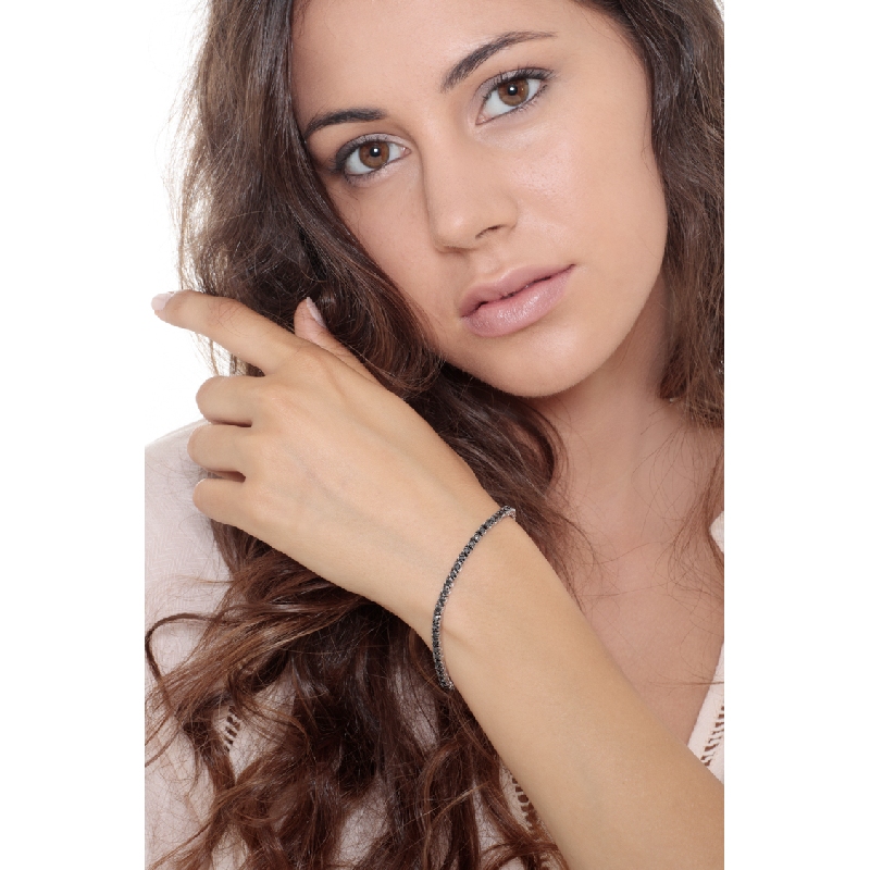 Pulsera Tennis con Diamantes Negros en Oro Blanco 18k 