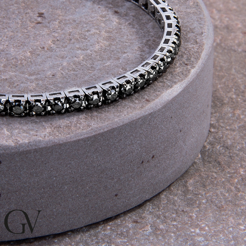 Pulsera con Diamantes Negros en Oro Blanco 18k 