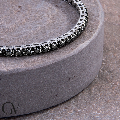 Pulsera con Diamantes Negros en Oro Blanco 18k 