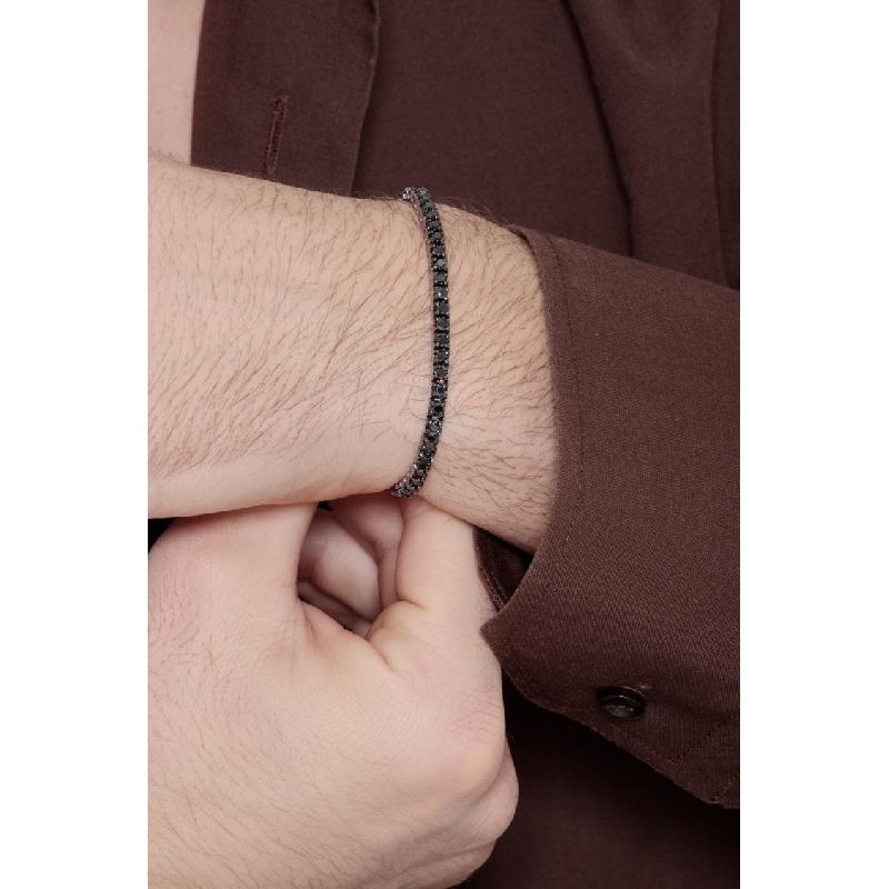 Pulsera con Diamantes Negros en Oro Blanco 18k 