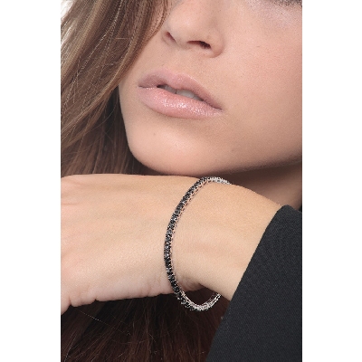 Pulsera con Diamantes Negros en Oro Blanco 18k 