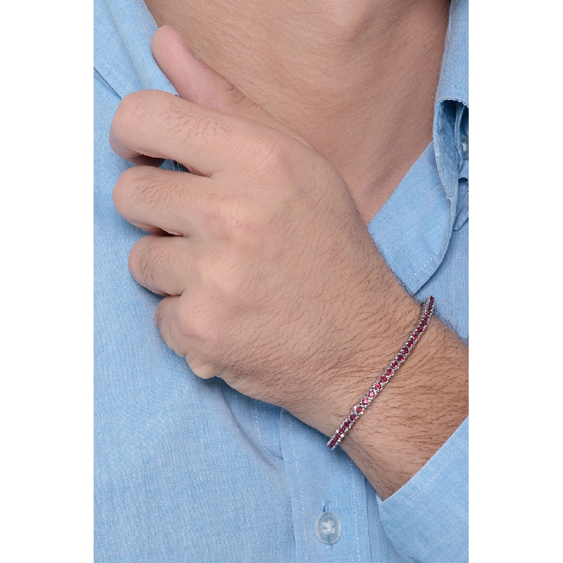 Pulsera Tennis en Oro Blanco 18k con Rubíes Brillantes