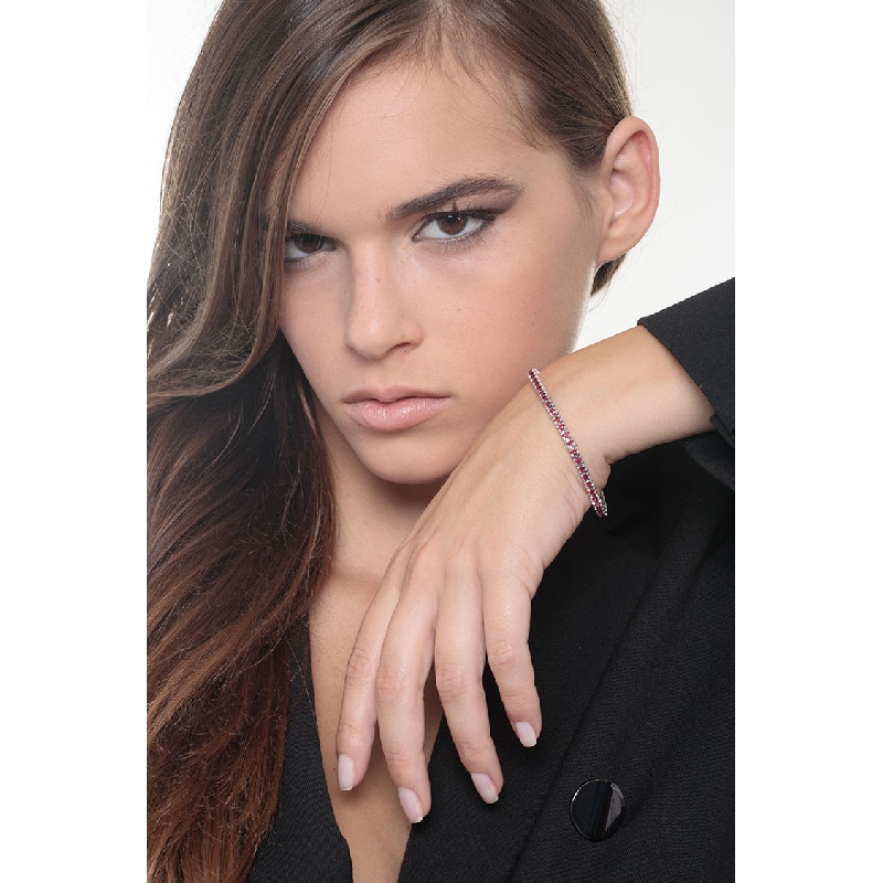 Pulsera Tennis en Oro Blanco 18k con Rubíes Brillantes