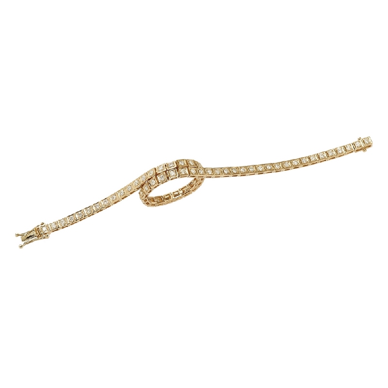 Pulsera tenis de oro amarillo de 18 quilates con diamantes Pulsera tenis de oro amarillo de 18 quilates con diamantes