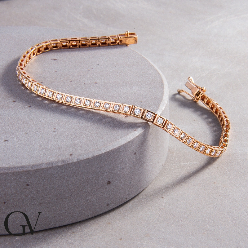 Pulsera Tennis en oro rosa de 18 quilates con diamantes Pulsera Tennis en oro rosa de 18 quilates con diamantes