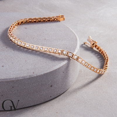 Pulsera Tennis en oro rosa de 18 quilates con diamantes