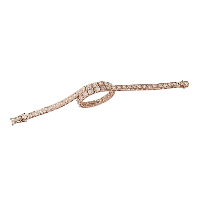 Pulsera Tennis Oro Rosa 18k con diamantes engastados  Pulsera Tennis Oro Rosa 18k con diamantes engastados