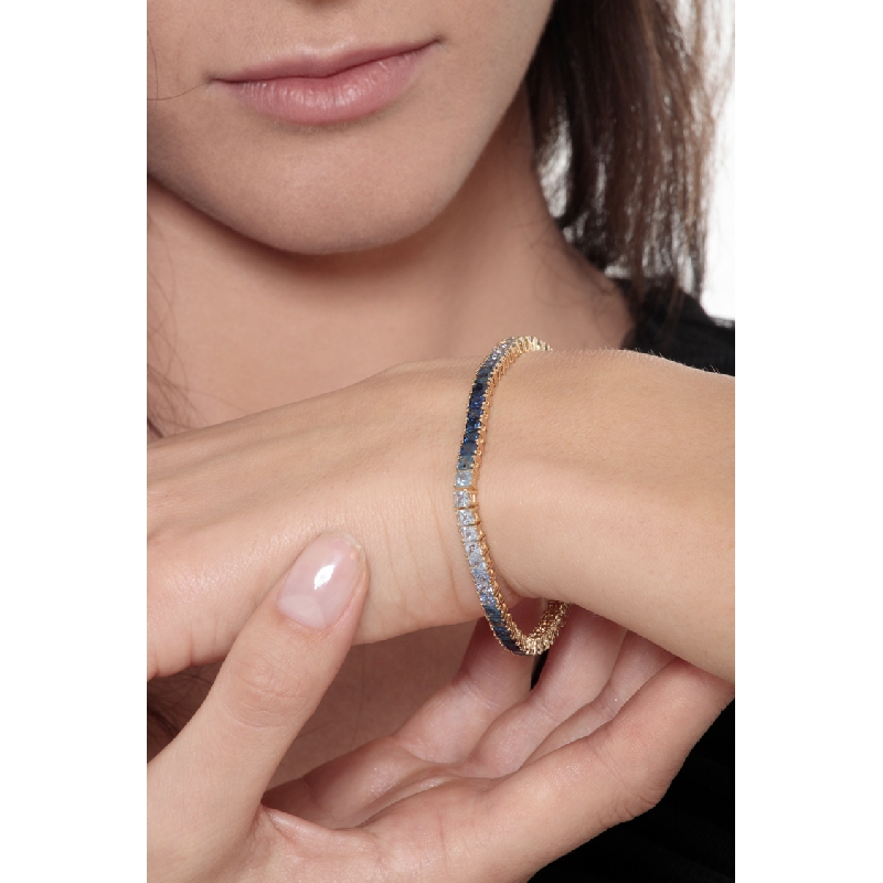 Pulsera tenis oro amarillo 18k con zafiros azules Pulsera tenis oro amarillo 18k con zafiros azules