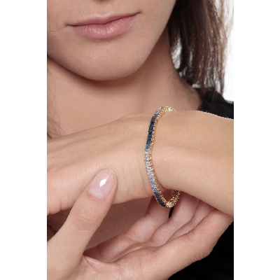 Pulsera tenis oro amarillo 18k con zafiros azules
