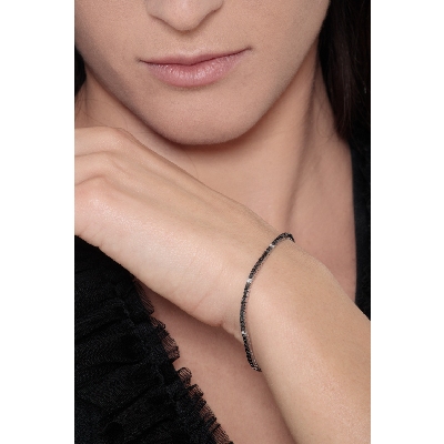 Pulsera oro Blanco 18k con Diamantes Negros y Blancos