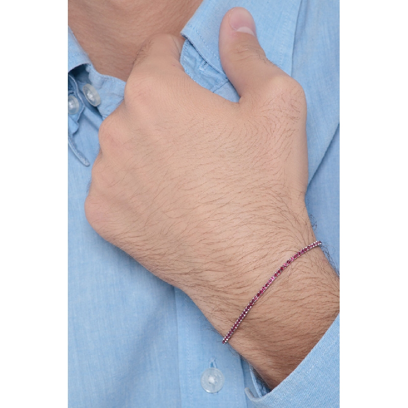 Pulsera Tennis en Oro Blanco 18k con Rubíes