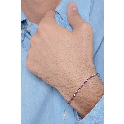 Pulsera Tennis en Oro Blanco 18k con Rubíes