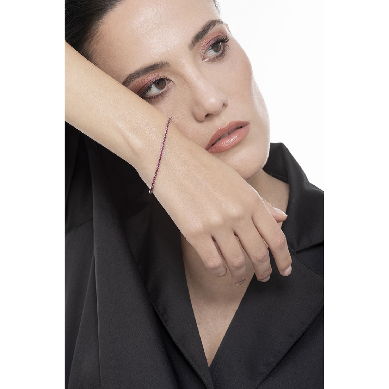 Pulsera Tennis en Oro Blanco 18k con Rubíes