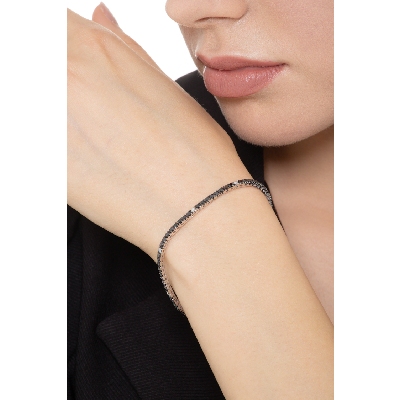 Pulsera Tennis en Oro con Diamantes Negros y Blancos