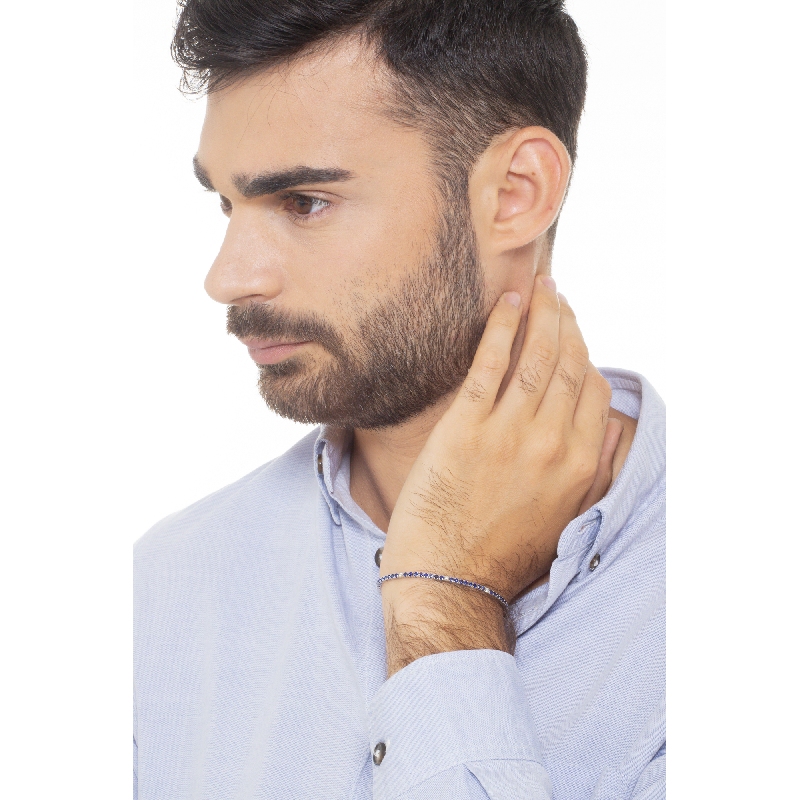 Pulsera Tennis en oro blanco18 quilates con zafiros azules y diamantes Pulsera Tennis en oro blanco18 quilates con zafiros azules y diamantes