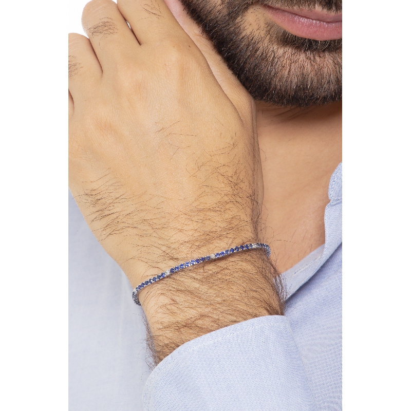 Pulsera Tennis en oro blanco18 quilates con zafiros azules y diamantes Pulsera Tennis en oro blanco18 quilates con zafiros azules y diamantes