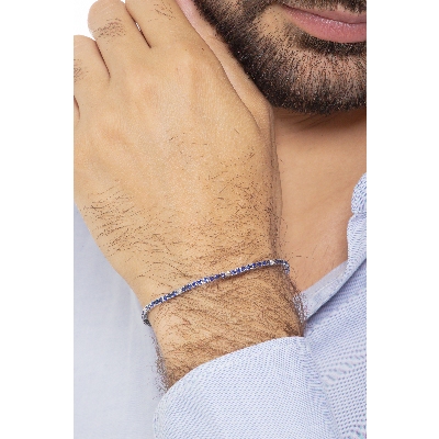 Pulsera Tennis en oro blanco18 quilates con zafiros azules y diamantes
