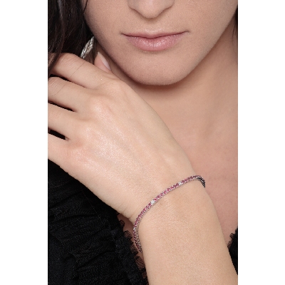 Pulsera riviera en Oro Blanco 18k con Rubíes y Diamantes