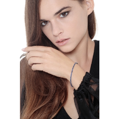 Pulsera Tennis oro blanco 18k con zafiros azules 3.96 ct