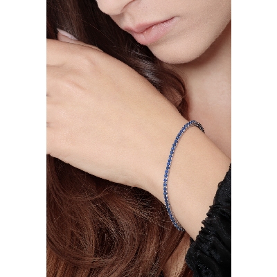 Pulsera Tennis oro blanco 18k con zafiros azules 3.96 ct
