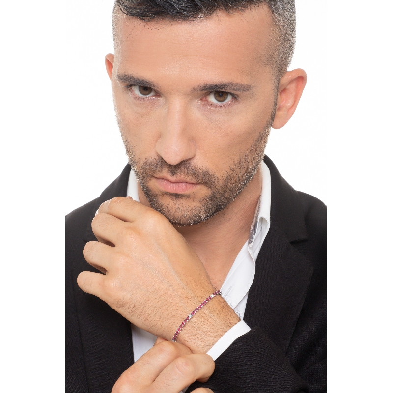 Pulsera tennis con garras en oro blanco de 18k con rubíes  Pulsera tennis con garras en oro blanco de 18k con rubíes