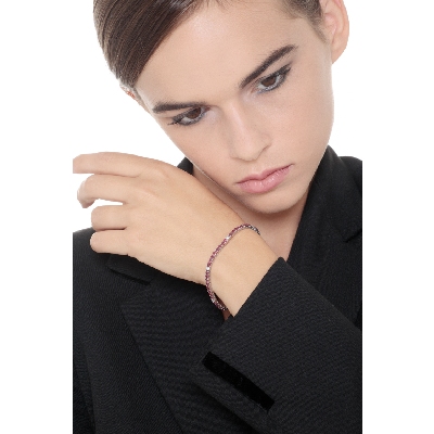 Pulsera tennis con garras en oro blanco de 18k con rubíes 