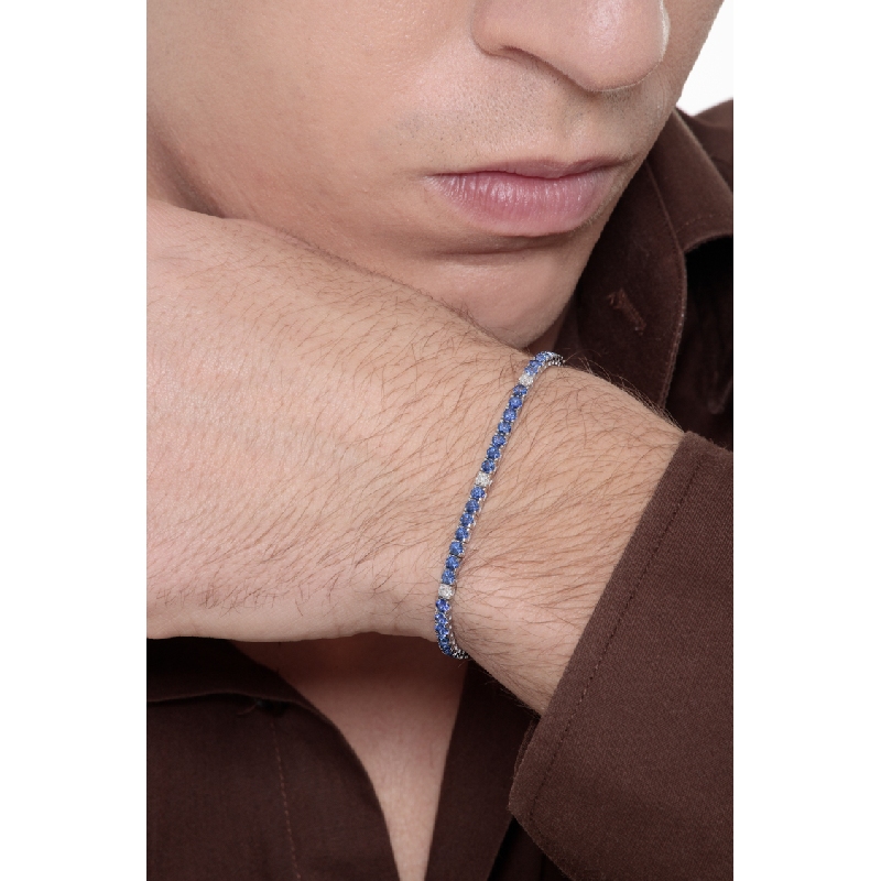Pulsera Tennis Oro Blanco 18k zafiro azul intenso  Pulsera Tennis Oro Blanco 18k zafiro azul intenso