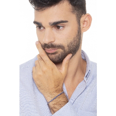 Pulsera Tennis en oro blanco 18k con zafiros azules