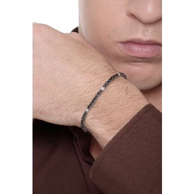 Pulsera Tennis en oro blanco 18 quilates con diamantes negros y blancos 