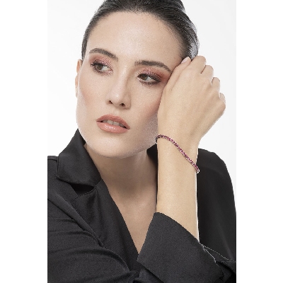 Pulsera Tennis con Rubíes con garras en Oro Blanco de 18k