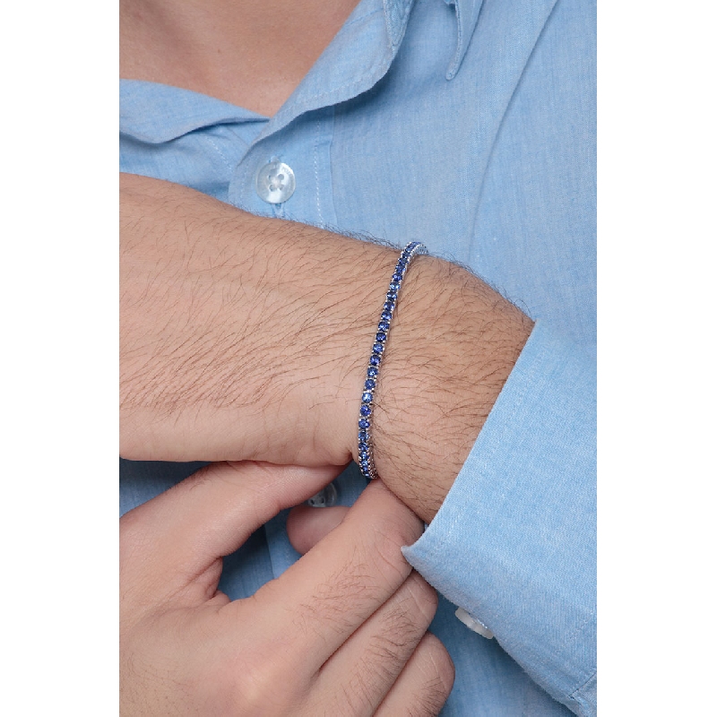 Pulsera Tennis en Oro Blanco 18k con Zafiros Pulsera Tennis en Oro Blanco 18k con Zafiros