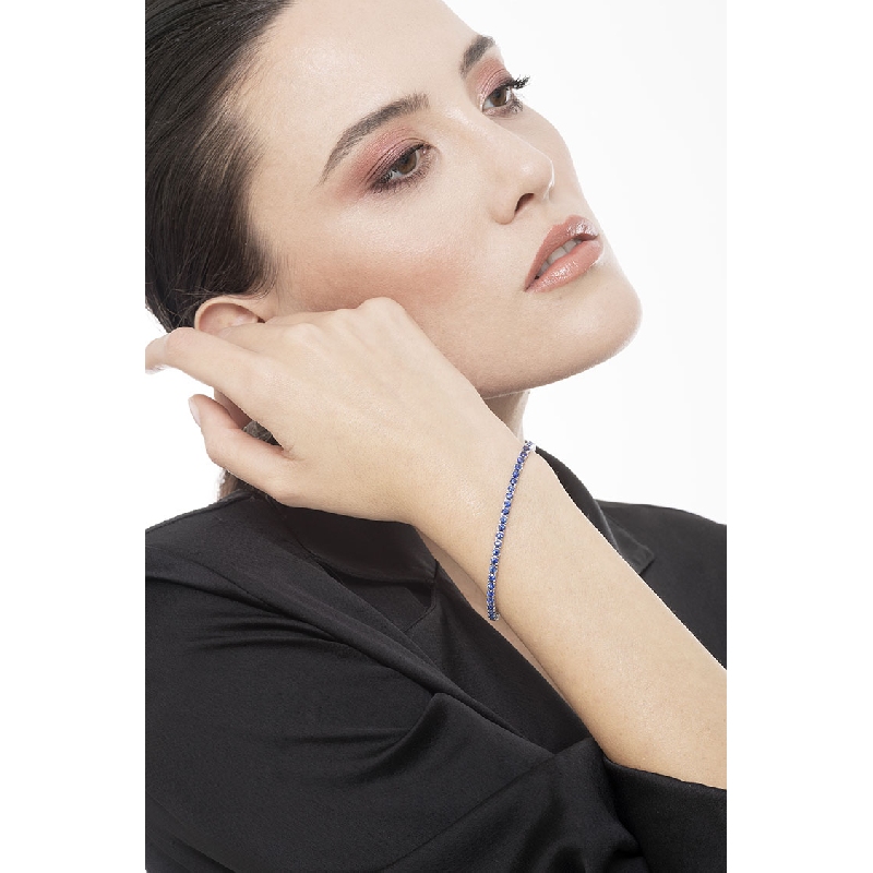 Pulsera Tennis en Oro Blanco 18k con Zafiros Pulsera Tennis en Oro Blanco 18k con Zafiros