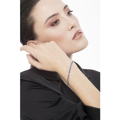 Pulsera Tennis en Oro Blanco 18k con Zafiros