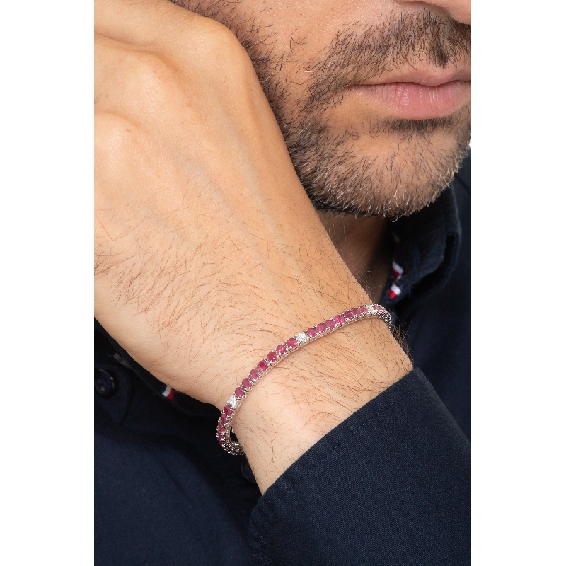 Brazalete tennis en oro blanco 18 quilates con rubíes Brazalete tennis en oro blanco 18 quilates con rubíes