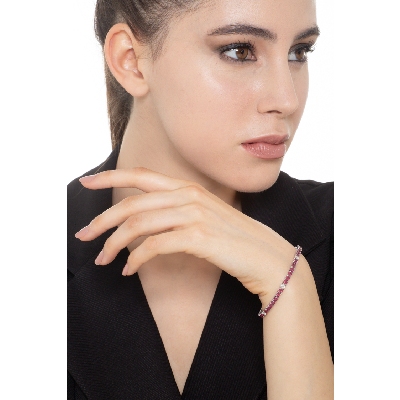 Brazalete tennis en oro blanco 18 quilates con rubíes