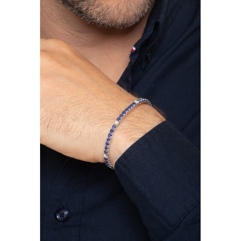 Brazalete tenis en oro blanco de 18 quilates con zafiros azules Brazalete tenis en oro blanco de 18 quilates con zafiros azules