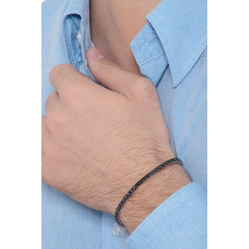 Pulsera tenis en oro blanco 18k con diamantes negros