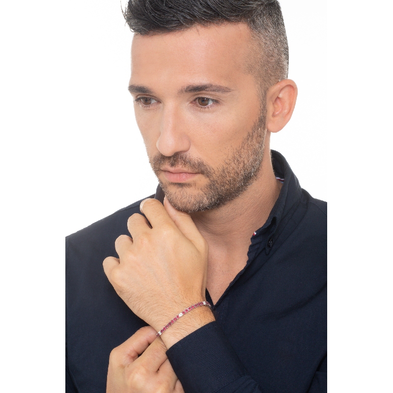 Pulsera tenis oro blanco 18 quilates con rubíes y diamantes Pulsera tenis oro blanco 18 quilates con rubíes y diamantes
