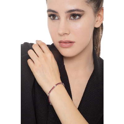 Pulsera tenis oro blanco 18 quilates con rubíes y diamantes
