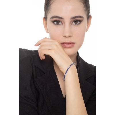 Pulsera oro blanco de 18K con zafiros azules y brillantes
