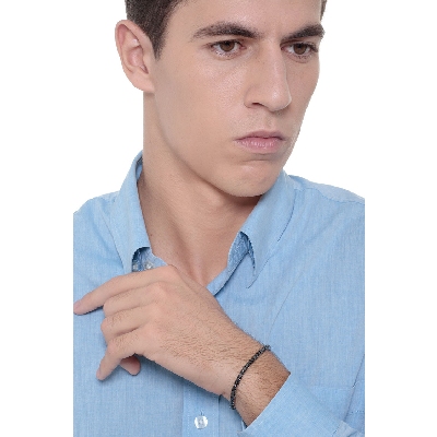 Pulsera tennis cuadrada en oro blanco 18k con diamantes negros